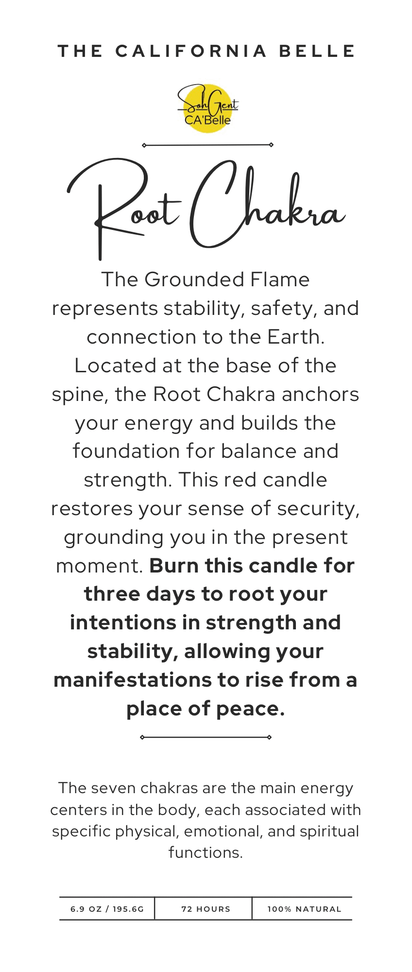 SohGent CA’Belle Root Chakra - Red Candle Root Chakra - Red Candle